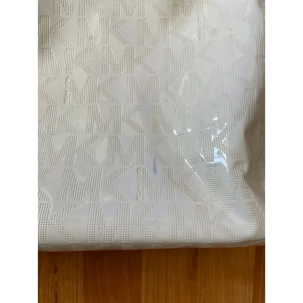 Michael Kors Jet Set‎ Glossy White MK Signature Tote Bag  Large
